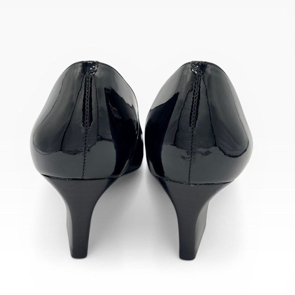 Cole Haan Nike Air Pumps 6.5 Classic Black Patent Leather Block Heel Round Toe - Picture 4 of 7